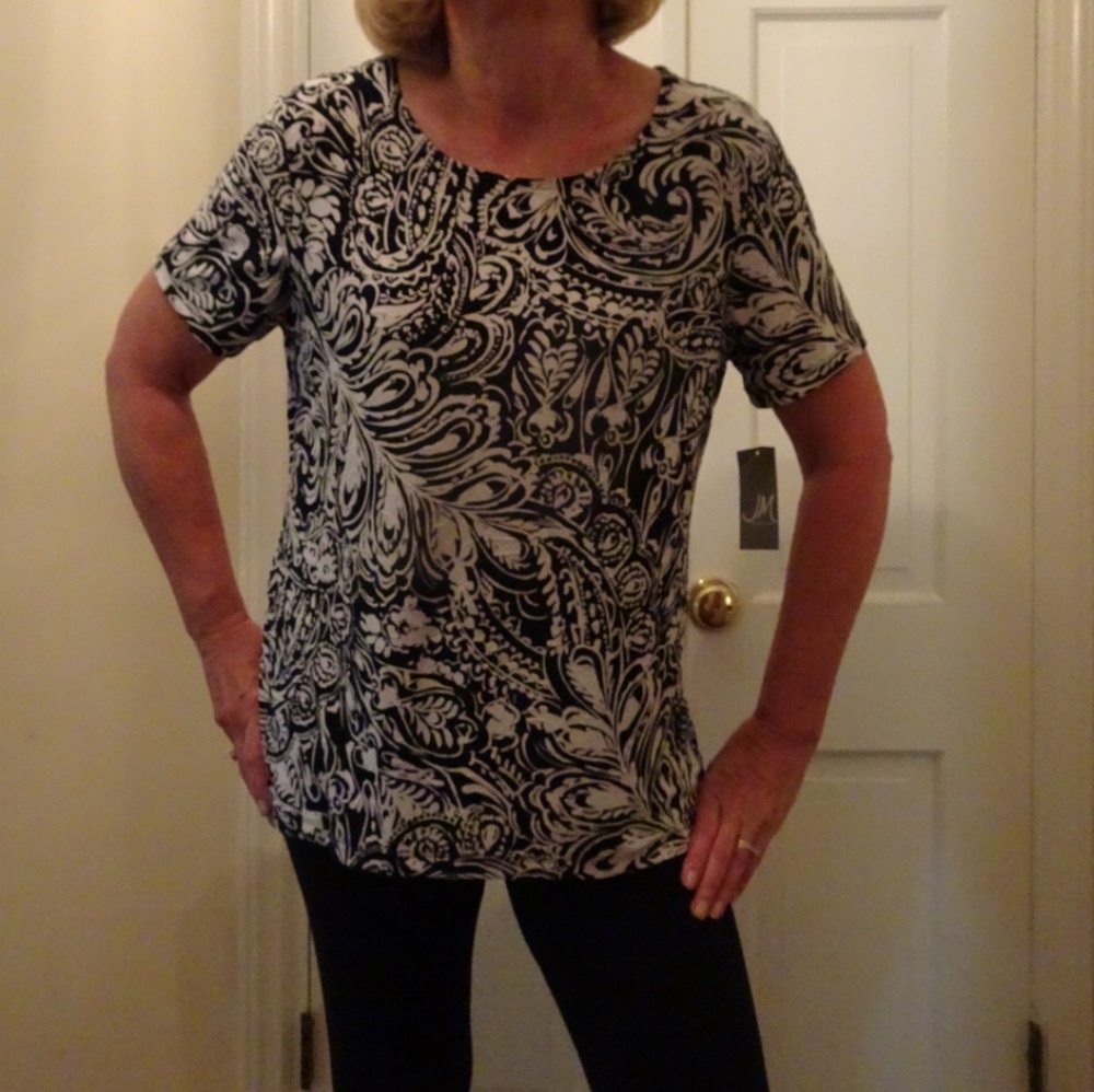 JM Collection Peacock Paisley Top